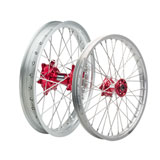 Tusk Impact Complete Front and Rear Wheel Silver Rim/Silver Spoke/Red Hub