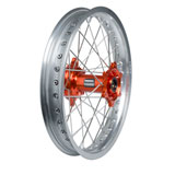 Tusk Impact Complete Wheel - Rear Silver Rim/Silver Spoke/Orange Hub