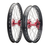 Tusk Impact Complete Front and Rear Wheel Black Rim/Silver Spoke/Red Hub