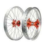 Tusk Impact Complete Front and Rear Wheel Silver Rim/Silver Spoke/Orange Hub